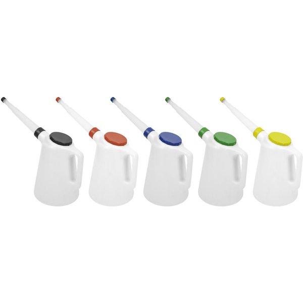 Sealey 5 Piece Colour Coded Flexible Spout Oil Container Set