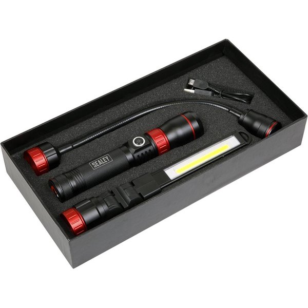 Sealey 3-In-1 COB LED Rechargeable Inspection Light Black