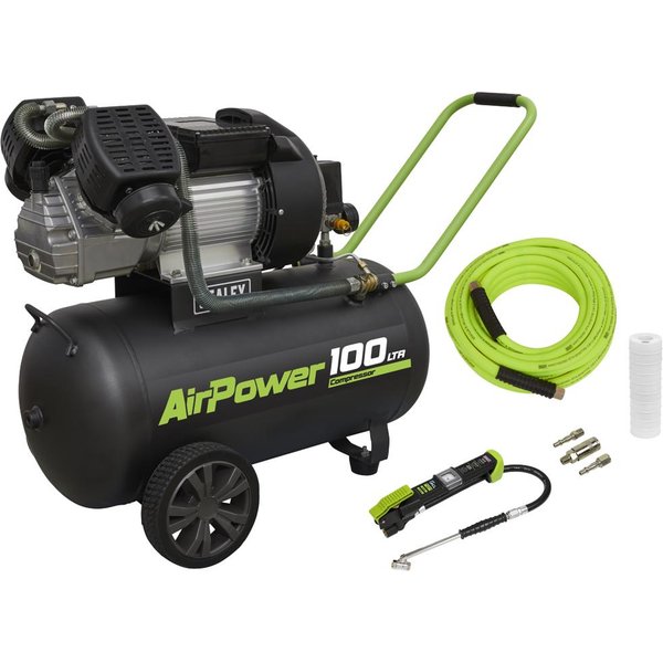 Sealey SAC10030VE Air Compressor 100 Litre & Air Accessory Kit