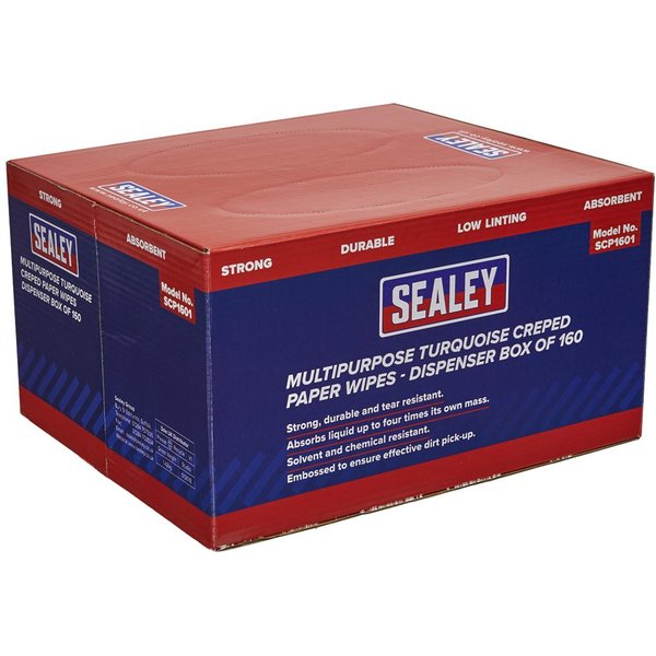 Sealey Creped Turquoise Multi Purpose Paper Wipes