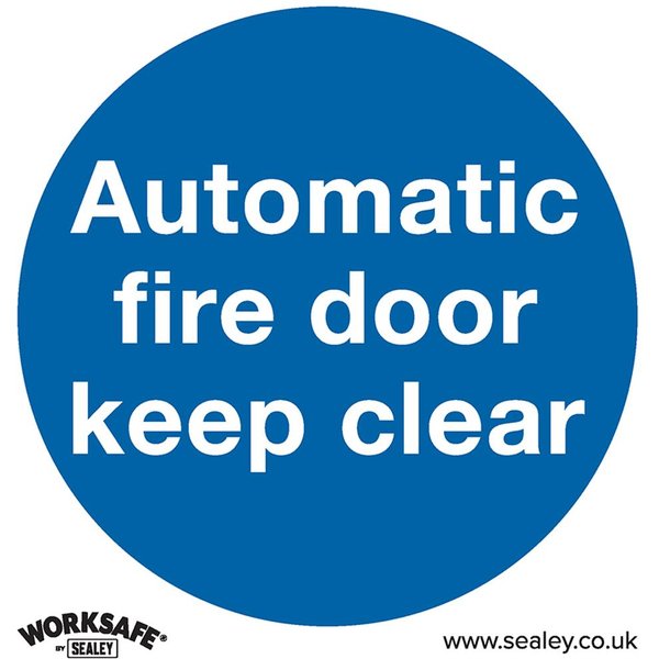 Sealey Rigid Plastic Automatic Fire Door Keep Clear Sign 80mm 80mm Standard