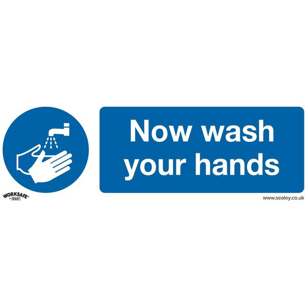 Sealey Self Adhesive Vinyl Now Wash Your Hands Sign