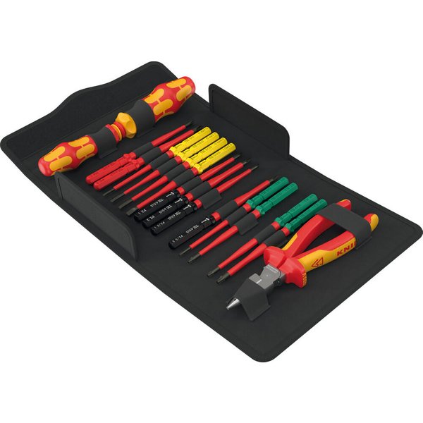 Wera Kraftform Kompakt 17 Piece VDE Insulated Extra Slim Tool Finder Screwdriver and Pliers Set