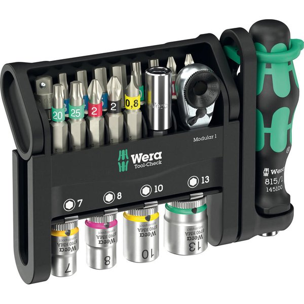Wera Tool Check 21 Piece Modular Screwdriver and 1/4" Drive Hexagon Socket Set 1/4"