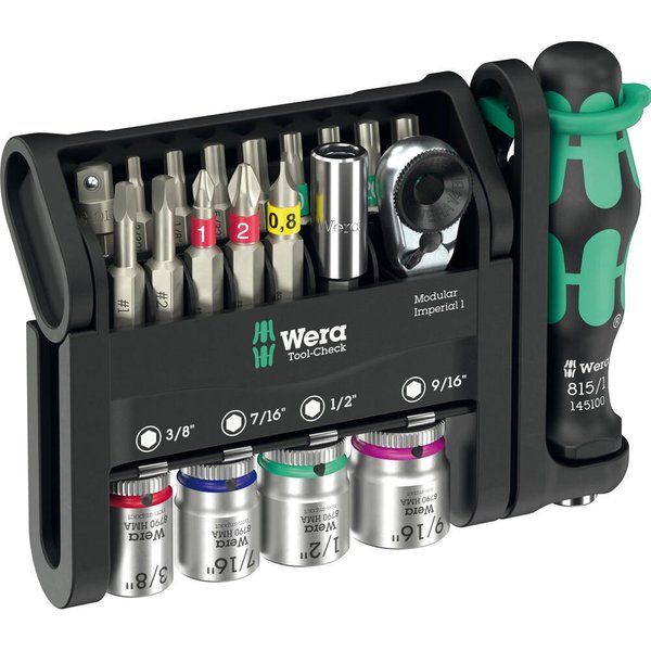 Wera Tool Check 21 Piece Modular Screwdriver and 1/4" Drive Socket Set Imperial 1/4"