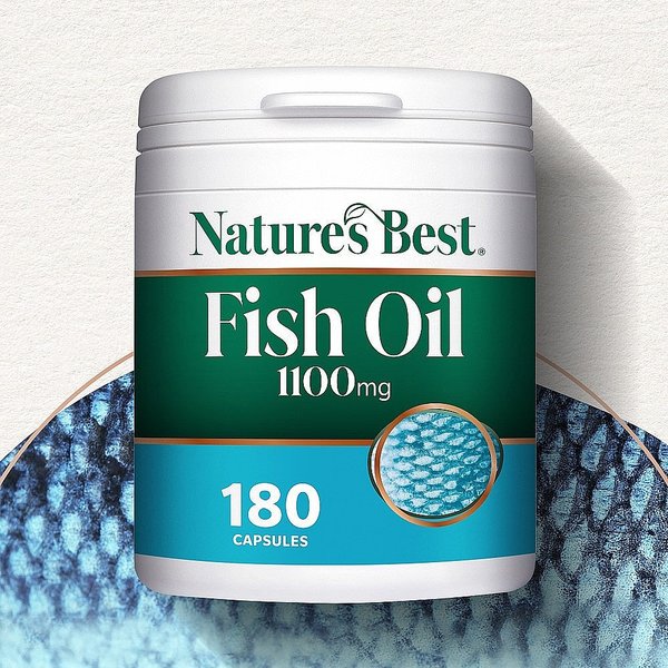 Pure Fish Oil 1100mg - 180 Capsules by Nature's Best - Contains Pure Omega 3 with High Levels of Dha and Epa