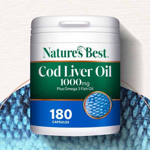 Cod Liver Oil 1000mg - 180 Capsules by Nature's Best - Contains 250Mg of Omega 3