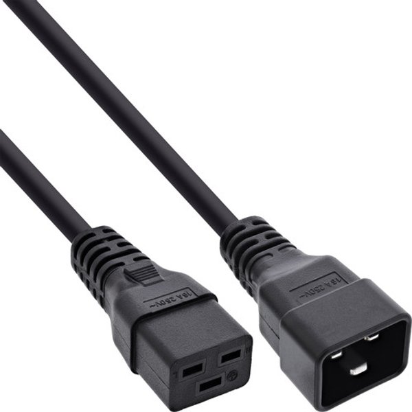 InLine® Kaltgeräteverlängerung 16A, C19 auf C20, 0,75m