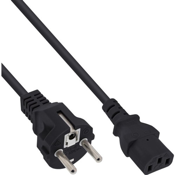InLine® Netzkabel, Schutzkontakt auf Kaltgerätestecker C13, schwarz, 5 m