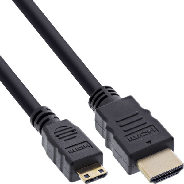 InLine® HDMI Mini auf HDMI Kabel, vergoldete Kontakte, schwarz, 1 m