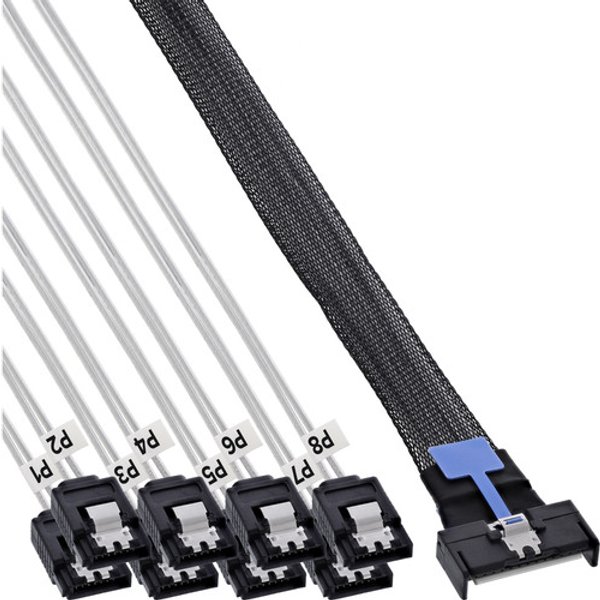 InLine® MCIO x8 Breakout-Kabel auf 8x SATA, 1 m