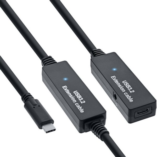InLine® USB 3.2 Gen.1 Aktiv-Verlängerung, USB-C Stecker an USB-C Buchse, 10m