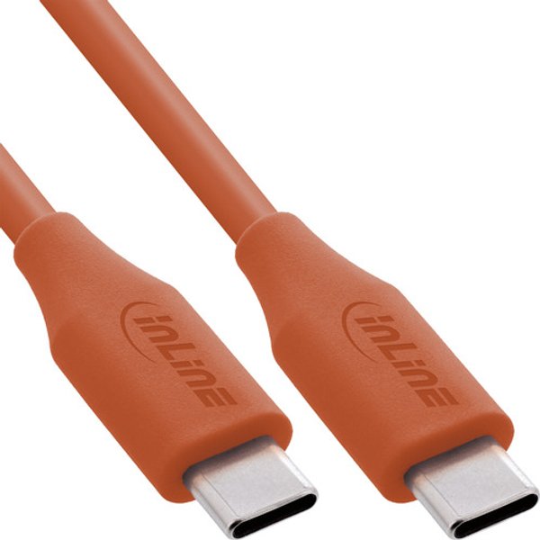InLine® USB 2.0 Kabel, USB-C Schnellladekabel 100W, Papaya/orange 1m
