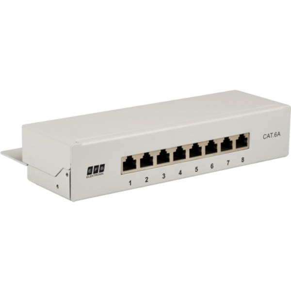 Mini-Patchpanel STP 8xRJ45 Cat.6A, 10?, 1HE, RAL7035 grau