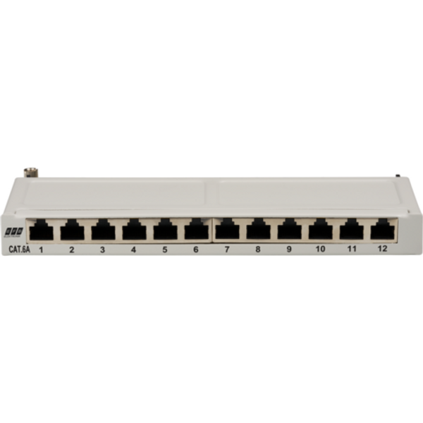 Mini-Patchpanel STP 12xRJ45 Cat.6A, 10?, 0,5HE, RAL7035 grau