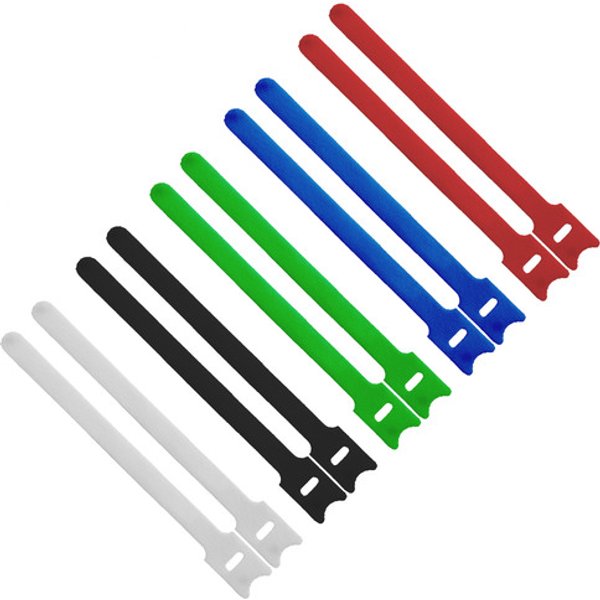 InLine® Kabelbinder 12x240mm, Klett-Verschluss, 10er, 5 versch. Farben