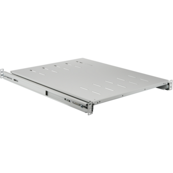 Zubehör für Innenausbau 19" 1HE Fachboden ausziehbar, ET, 408..612 mm, 30 kg, ST 600, RAL7035 - 1 VPE = 5 St�ck