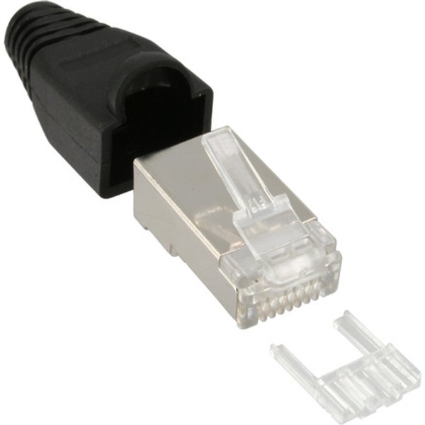 InLine® Crimpstecker RJ45 geschirmt, Knickschutz schwarz, 100er Pack