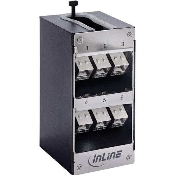 InLine® Cat.6A Keystone-Verteilerkasten, Wand-/Hutschiene, STP, 6 Port