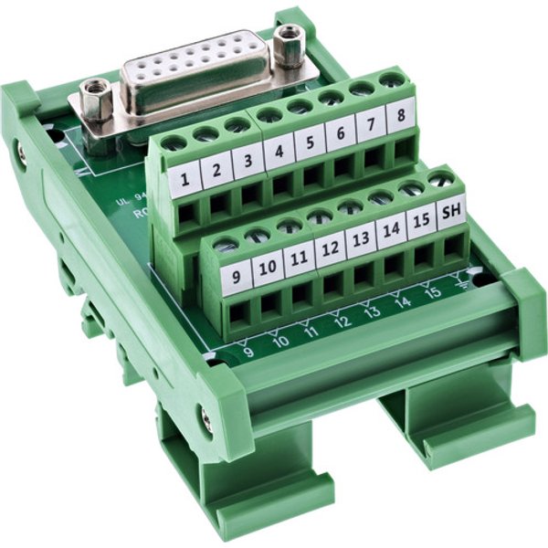 InLine® D-Sub 15 Terminalblock, Buchse, Schraubklemme, für Hutschiene