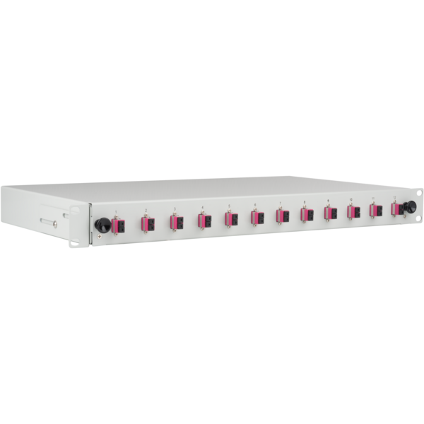 Spleißbox gr ausziehbar LC OM4, 24xPigtail & 12xDuplex-Kupplung