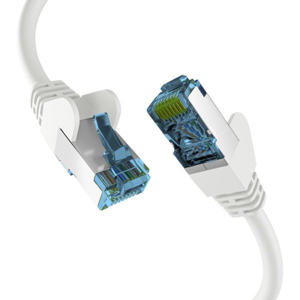 Patchkabel RJ45 PATCHKABEL mit CAT7 ROHKABEL WEISS 2m, S/FTP PIMF Netzwerkkabel LAN DSL - 1 VPE = 10 St�ck