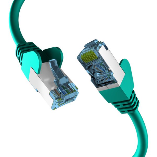 Patchkabel RJ45 PATCHKABEL mit CAT7 ROHKABEL GRÜN 10m, S/FTP PIMF Netzwerkkabel LAN DSL - 1 VPE = 5 St�ck