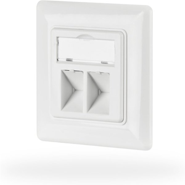 Keystone Komponenten Netzwerkdose 2-fach für Keystones, Weiss, RAL 9003, ohne Keystone - 1 VPE = 50 St�ck