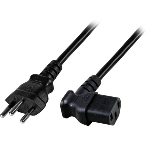 Stromkabel Netzleitung Schweiz Typ 12 - C13 90°, schwarz, 1,8 m, 3 x 0,75 mm² - 1 VPE = 10 St�ck