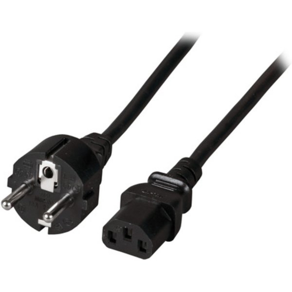 Stromkabel Netzleitung Schutzkontakt 180° - C13, 180°, schwarz, 3,0 m, 3 x 1,00 mm² - 1 VPE = 10 St�ck