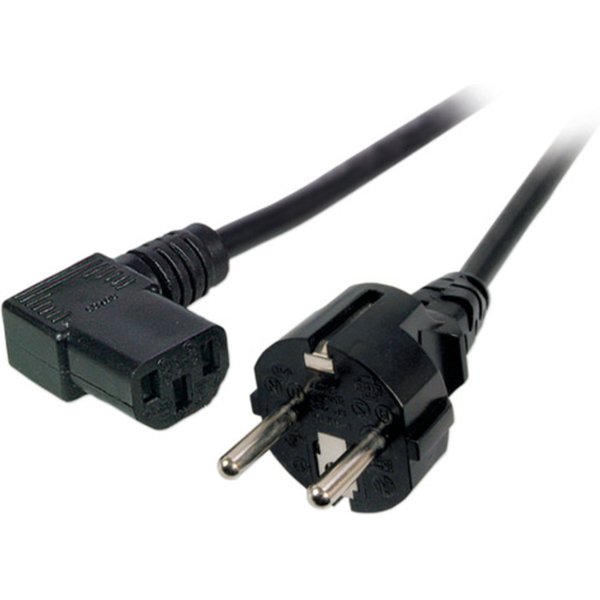 Stromkabel Netzleitung Schutzkontakt 180° - C13, 90°, schwarz, 3,0 m, 3 x 1,00 mm² - 1 VPE = 10 St�ck