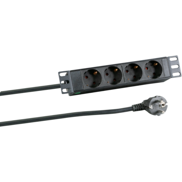 Steckdosenleisten 10? 1HE Steckdosenleiste 4 x CEE 7/3, ohne Schalter, im Aluprofil, schwarz - 1 VPE = 20 St�ck