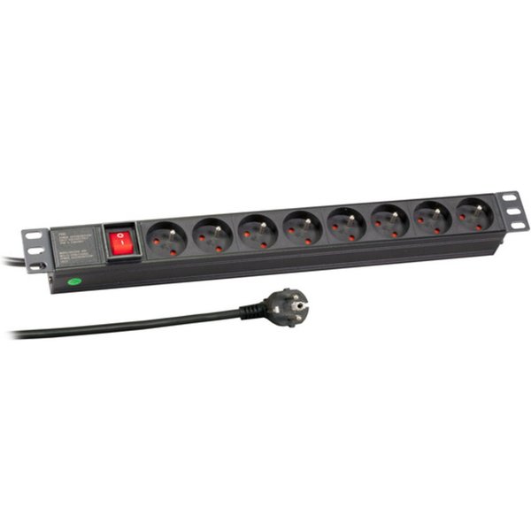 Steckdosenleisten 19? 1HE Steckdosenleiste 8 x UTE mit, Schalter - 1 VPE = 25 St�ck