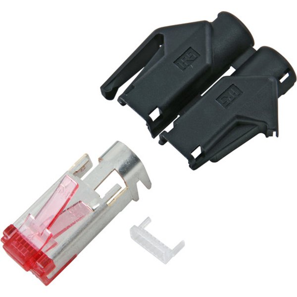 RJ45-Hirose Stecker STP, TM21 schwarz, 100 Stück, 3 Elemente, Cat.6