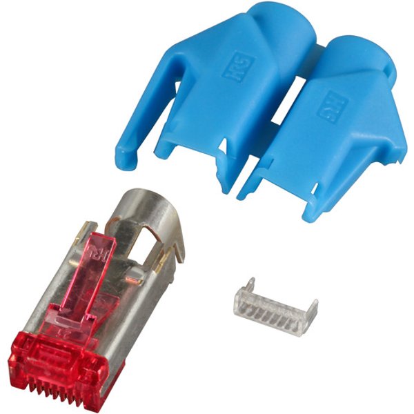 RJ45-Hirose Stecker STP, TM21 blau, 100, Stück, 3 Elemente, Cat.6