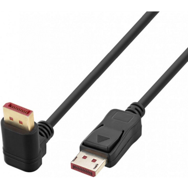 DisplayPort 1.4 Anschlusskabel, M/M 4K@120Hz, 3m schwarz 1-seitig gewinkelt
