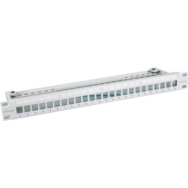 INFRALAN® Verteilerfeld 19" 24-Port, 1HE, für Keystone Module, RAL9005