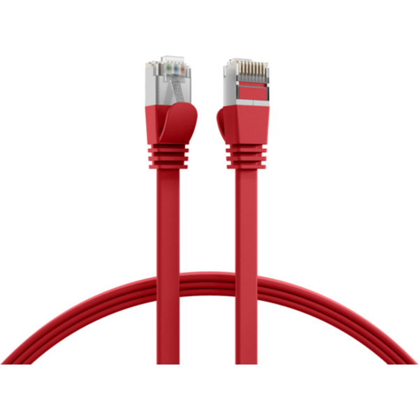 Patchkabel RJ45 Flachpatchkabel Cat.6A U/FTP PVC, rot 0,25m - 1 VPE = 10 St�ck