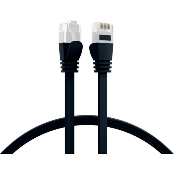 Patchkabel RJ45 Flachpatchkabel Cat.6A U/UTP PVC, schwarz 0,5m - 1 VPE = 10 St�ck