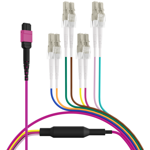 MTP®(F)-LC Trunkkabel OM4 8 Fasern, Typ B LSZH erika-violett 10m