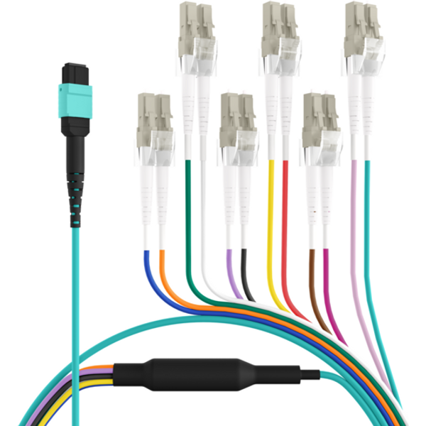 MTP®(F)-LC Trunkkabel OM3 12 Fasern, Typ B LSZH aqua 7,5m