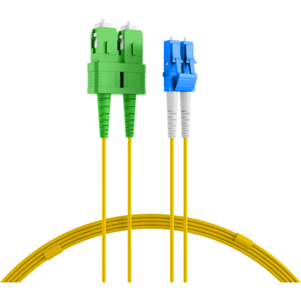 Glasfaser Patchkabel Duplex Patchkabel LC-SC/APC OS2 G652D, 3m LSZH 2mm gelb - 1 VPE = 10 St�ck