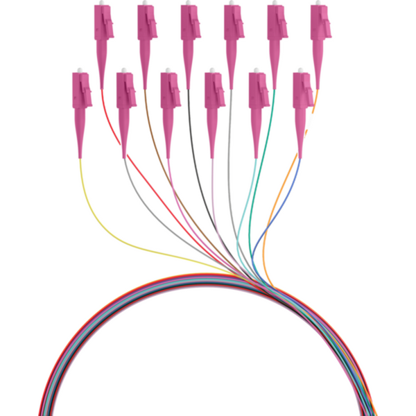 Glasfaser Pigtails Faserpigtail LC OM4, farbiges Set 2m - 12 Stück - 1 VPE = 10 St�ck