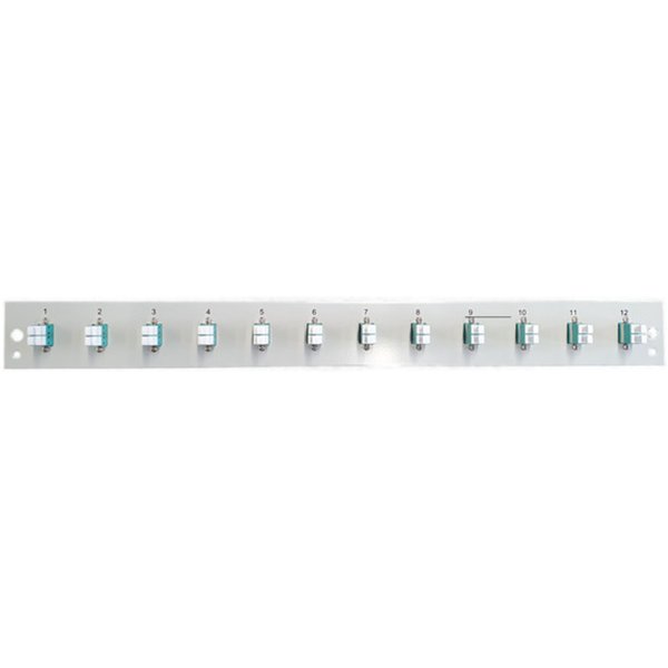 Glasfaser Verteiler Bestückte Frontblende mit 12 x LC Duplex, Kupplung OM3, schwarz - 1 VPE = 50 St�ck