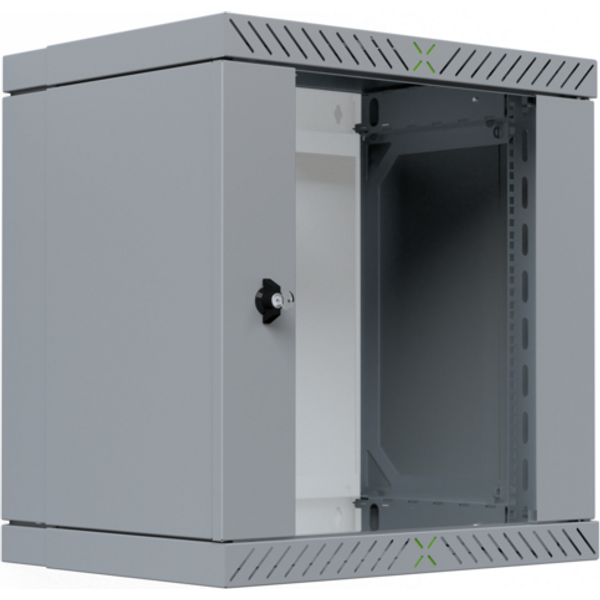 Wandgehäuse 19" X-Rack mit Glastür 400-600mm, 12HE grau RAL7035