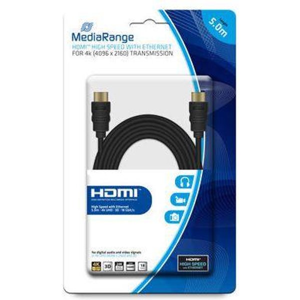 MediaRange HDMI-Kabel High Speed Ethernet 18 Gbit/s 5m schwa