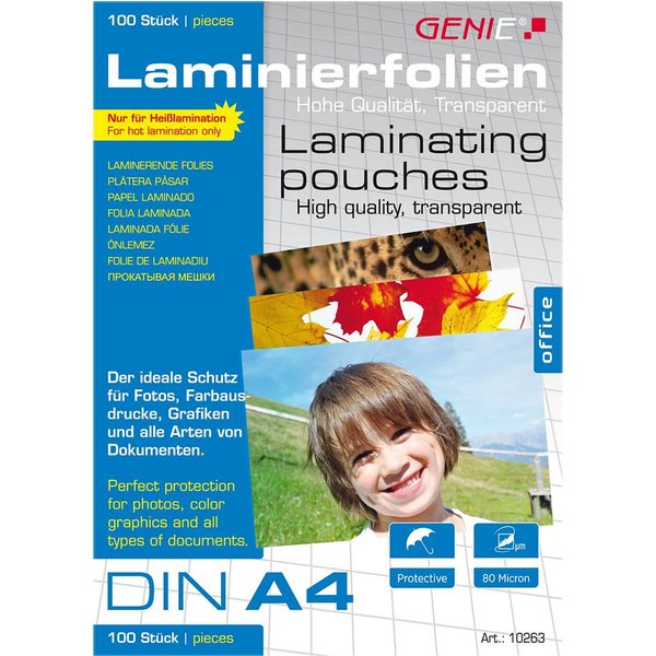 Genie (DIN A4 80 Mikron) 100er Pack - Transparent - Thermodruck - 0,08 mm - 216 mm - 303 mm - 216 mm