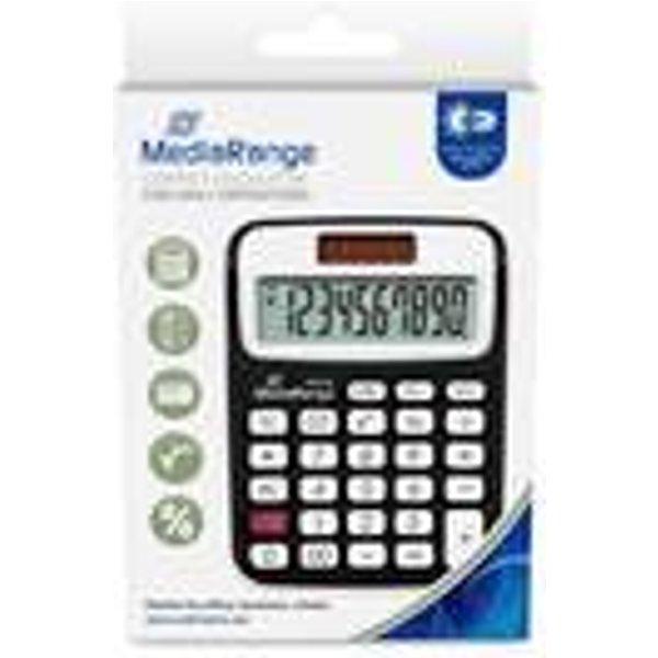 MEDIARANGE MROS190 - Desktop - Einfacher Taschenrechner - 10 Ziffern - Batterie/Solar - Schwarz - Weiß