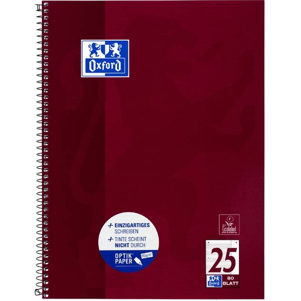 Oxford Collegeblock A4+220x295mm 80 Bl. Liniert Rand weiß R