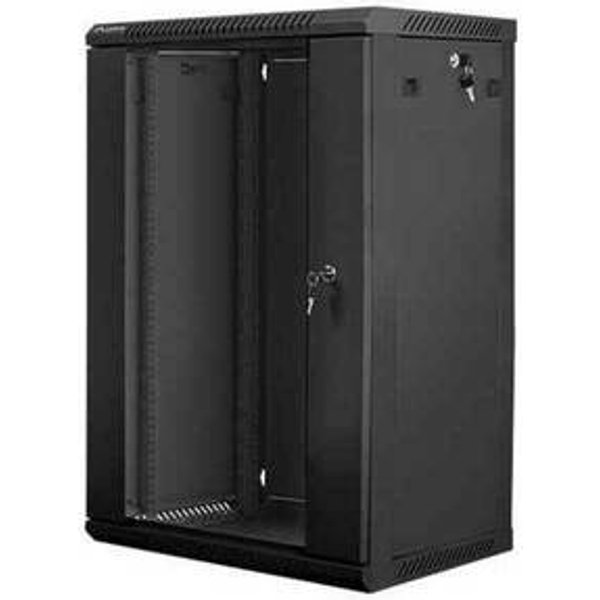 LANBERG 19" 18U 600x450 Wandgehäuse Glastür V2 (FlatPack) sw